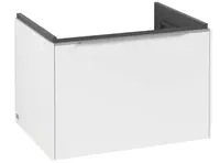 Villeroy & Boch Subway 3.0 - Umývadlová skrinka s LED osvetlením, 62x43x48 cm, 1 zásuvka, Pure White/lesklý hliník C575L0VF