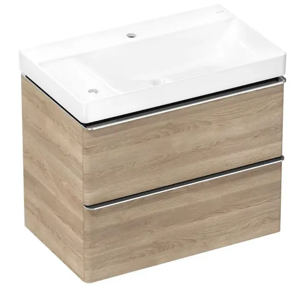 Hansgrohe Xelu Q - Skrinka s umývadlom, 63x78x50 cm, 2 zásuvky, prírodný dub/chróm 54379000