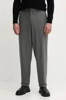 Kalhoty s příměsí vlny BOSS P-Phil-J-CW-WG-254 pánské, šedá barva, 50551541
