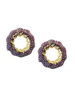 SOHI Náušnice ' Saksi '  zlatá / fialová