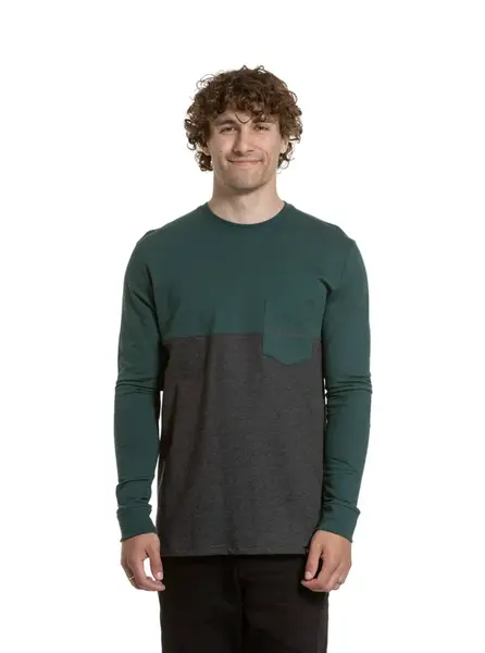 Meatfly pánské tričko s dlouhým rukávem Harvey Botanical / Charcoal Heather | Černá | Velikost M