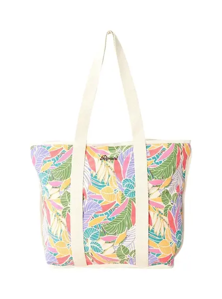 Rip curl plážová taška Mixed Canvas Dark Chocolate 31 L | Bílá | Objem 31 L | 100% bavlna