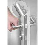 Zarážka dveřní na kliku, jednoduchá, plast, transparentní