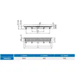 Žlab podlahový lineární ke stěně 850 mm, D 40 mm, boční, medium mat, ENPRO