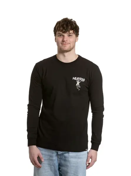 Meatfly pánské tričko s dlouhým rukávem Julien Black Skeleton | Černá | Velikost L | 100% bavlna