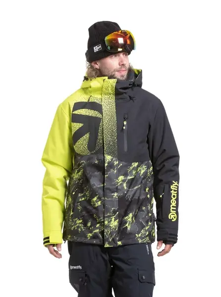 Meatfly pánská SNB & SKI bunda Shader Acid Lime Mossy | Černá | Velikost S
