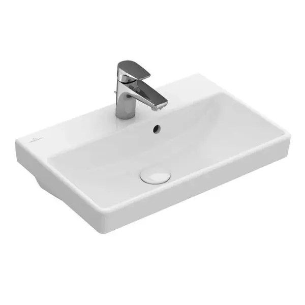 Villeroy & Boch Avento - Umývadlo, 55x37 cm, s prepadom, otvor na batériu, CeramicPlus, alpská biela 4A0055R1
