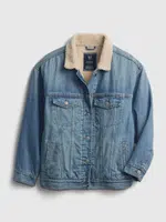 GAP Dětská teen džínová bunda sherpa - Holky