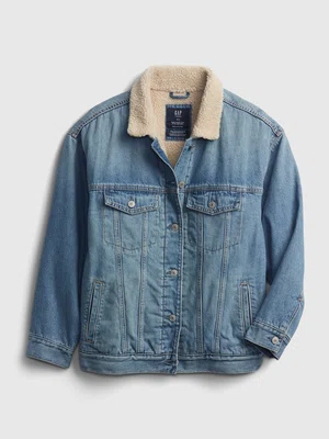 GAP Dětská teen džínová bunda sherpa - Holky