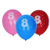 Balónik nafukovací 30cm - sada 5ks, s číslom 8
