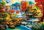 Country House by the Water Fall - puzzle z kategorie Umělecké
