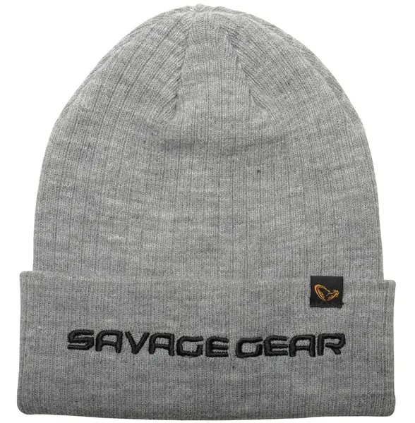 Savage gear čepice fold up beanie one size light grey melange