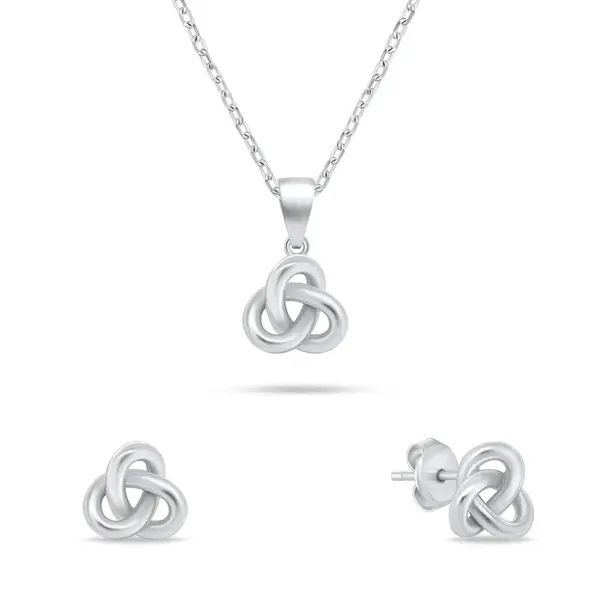 Brilio Silver Stříbrný set šperků Propletený uzel SET271W (řetízek, přívěsek, náušnice)