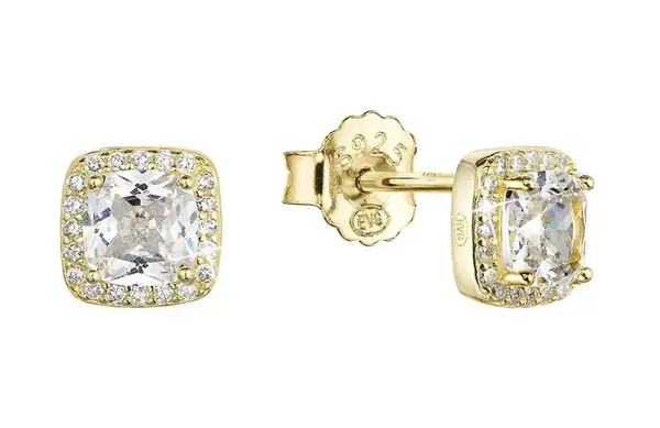 Evolution Group - Pavona Pozlacené náušnice pecky se zirkony 11438.1 crystal