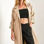 Dámsky trenčkot Bianco Lucci s preloženými rukávmi a opaskom