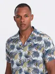Ombre Viscose patterned men's short sleeve shirt - palm trees