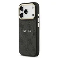 Zadní kryt Guess PU Leather 4G Gold Frame MagSafe  Apple pro iPhone 17 Pro, černá