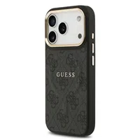 Zadní kryt Guess PU Leather 4G Gold Frame MagSafe Apple pro iPhone 17 Pro, černá
