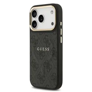Zadní kryt Guess PU Leather 4G Gold Frame MagSafe  Apple pro iPhone 17 Pro, černá