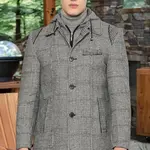 PLT8335 DEWBERRY MEN'S COAT-STRAIGHT PLAID GREY