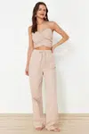 Trendyol Mink Woven Blouse Trousers Beach Set
