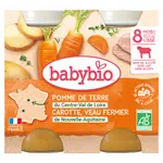 BABYBIO Brambory s mrkví, rajčaty a telecím masem 2x200 g