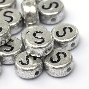 Plated Acrylic Horizontal Hole Letter Beads