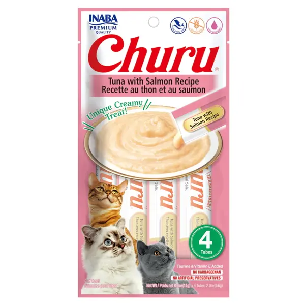 CHURU Cat Tuna with Salmon pyré z tuňáka a lososa pro kočky 4x14 g