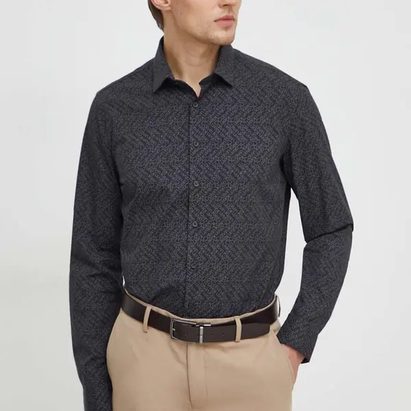 Košeľa Calvin Klein pánska, čierna farba, slim, s klasickým golierom, K10K112312