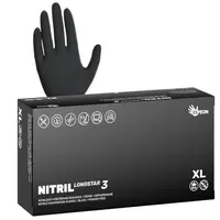 Silné prodloužené nitrilové rukavice se zdrsněným povrchem Espeon Nitril Longstar 3 - 100 ks, černé, velikost XL (100194) + dárek zdarma