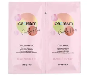 Šampon a maska na kudrnaté a vlnité vlasy Inebrya Ice Cream Curly Plus - 2x15 ml