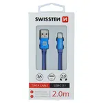 Datový kabel Swissten Textile USB/USB-C, 2,0m, modrý