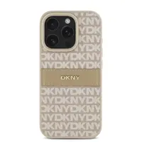 Zadní kryt DKNY PU Leather Repeat Pattern Tonal Stripe pro Apple iPhone 16 Pro, růžová