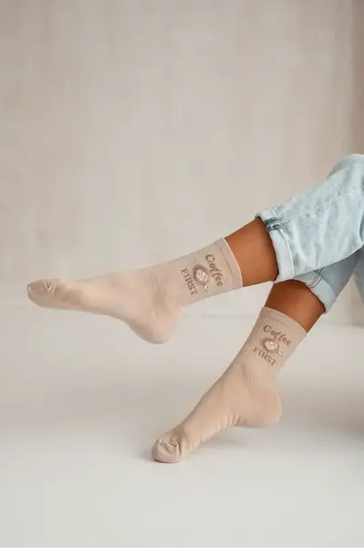 Milena Dámske ponožky Coffee FIRST Béžové