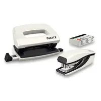 Mini set sešívačky a děrovačky Leitz Wow - bílý