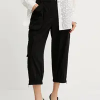Bavlněné kalhoty Pinko dámské, černá barva, high waist, 104704 A2ER