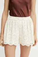 Bavlněné šortky Twinset dámské, béžová barva, vzorované, high waist, 251TT2363