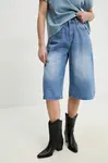 Džínové šortky Answear.LAB dámské, modrá barva, hladké, high waist