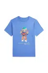 Dětské bavlněné tričko Polo Ralph Lauren modrá barva, s potiskem, 323973136001