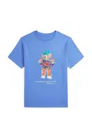 Dětské bavlněné tričko Polo Ralph Lauren modrá barva, s potiskem, 323973136001