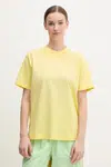 Bavlněné tričko New Balance žlutá barva, WT41501PRC