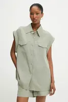 Košile a šortky se lnem Answear.LAB zelená barva