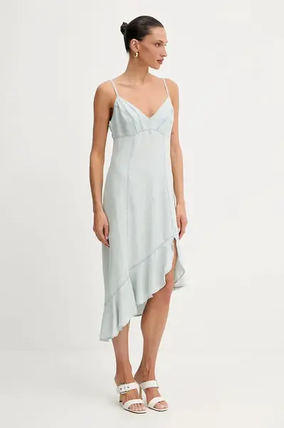 Šaty s příměsí lnu Guess FRANCISCA