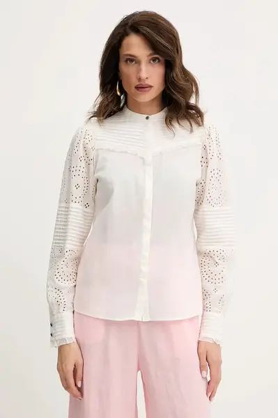 Bavlněná košile BOSS Orange dámská, bílá barva, regular, 50538348