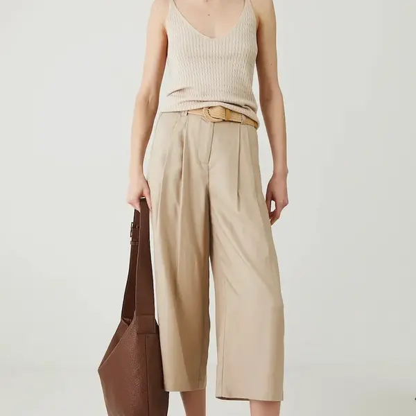 Kalhoty Medicine dámské, béžová barva, široké, high waist