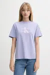 Bavlněné tričko Calvin Klein Jeans dámské, fialová barva, LV047B865G