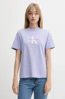 Bavlněné tričko Calvin Klein Jeans dámské, fialová barva, LV047B865G