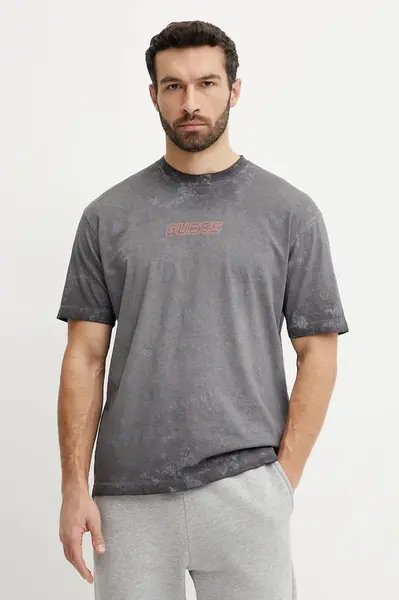 Bavlněné tričko Guess MUSCARI šedá barva, s potiskem, Z5GI01 I3Z14