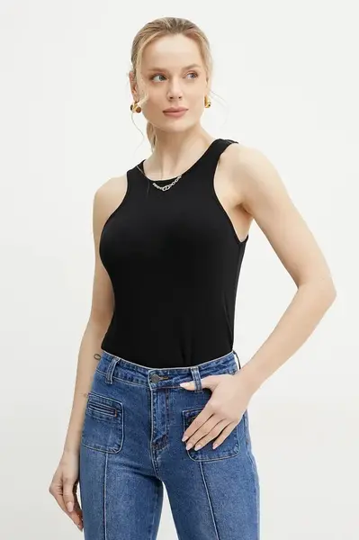 Bavlněný top Twinset černá barva, 251TT2400