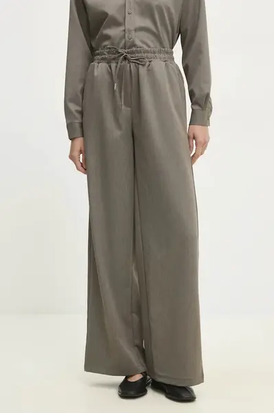 Kalhoty Answear.LAB dámské, zelená barva, jednoduché, high waist